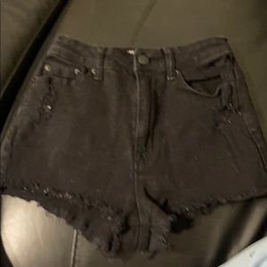 Black denim High Rise Shorts